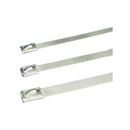 Panduit Cable Tie, 12 in L, 2 in Max Bundle Dia., Silver, 316 Stainless Steel, 600 lb Strength, 50 PK MLT2EH-LP316